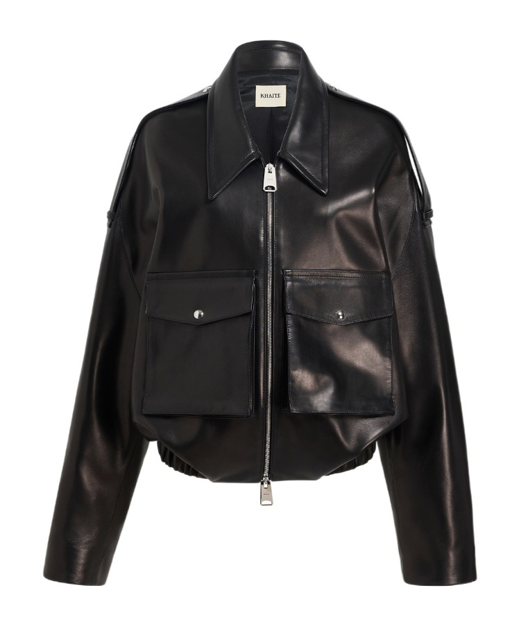 Khaite Owey Zip-up Leather Jacket In Black