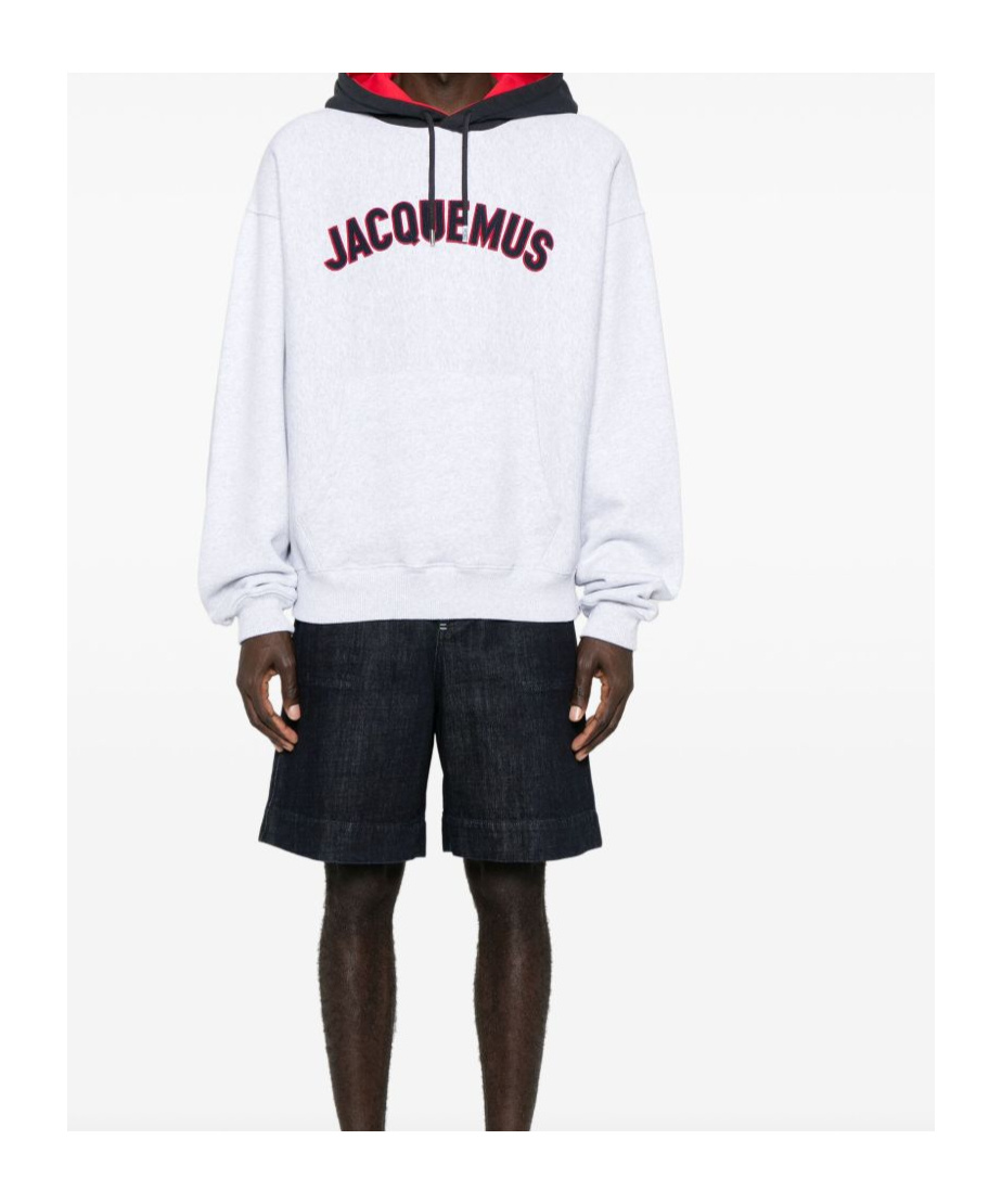 Jacquemus Light Grey Le Hoodie Baseball Sweatshirt Men In White