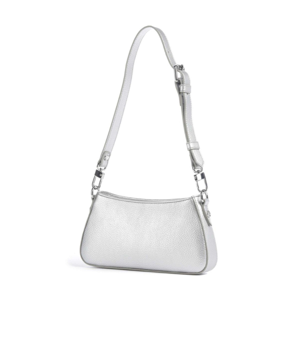 Vivienne Westwood Tasha Crocodile-effect Leather Shoulder Bag In Silver