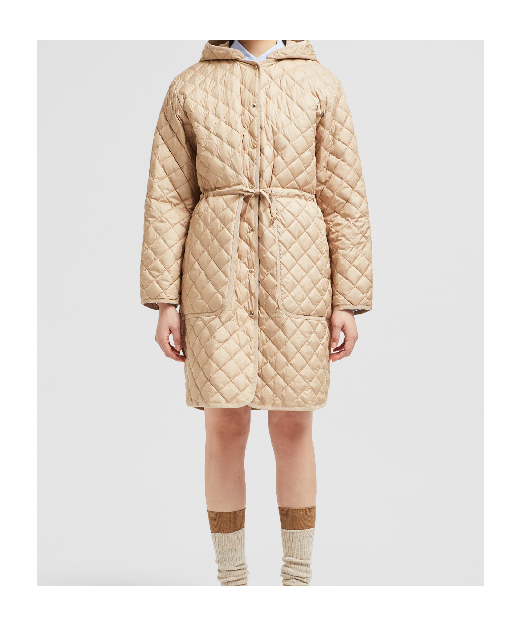 Moncler Etelan Hooded Diamond-quilted Long Down Jacket