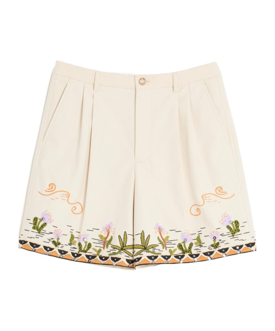 Valentino Bermudashorts Aus Baumwoll-canvas Mit Blumenstickerei Und Jacquardbesatz Mann Shell 46 In Neutral