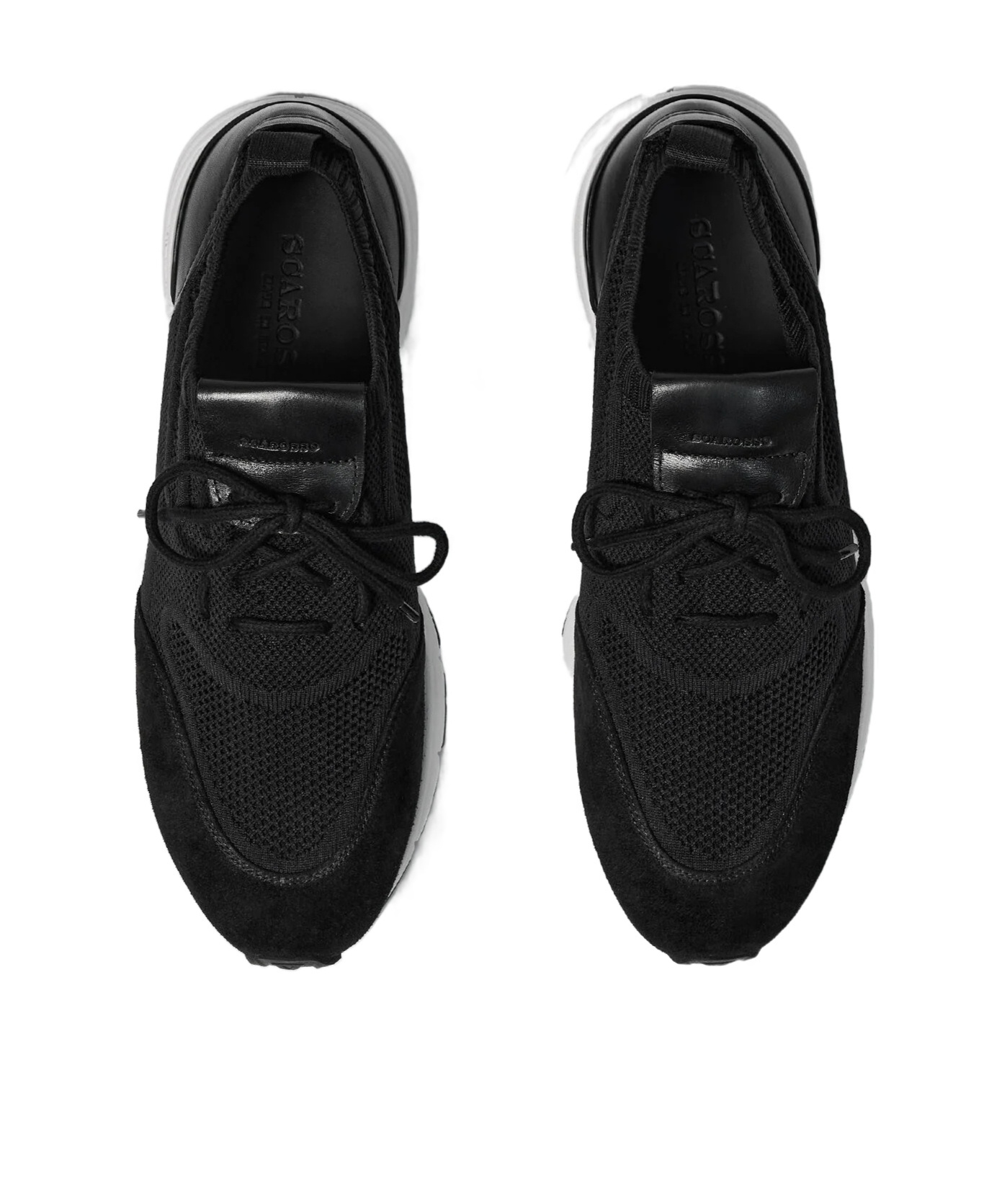 Scarosso Robbie Knitted Lace-up Sneakers In Black