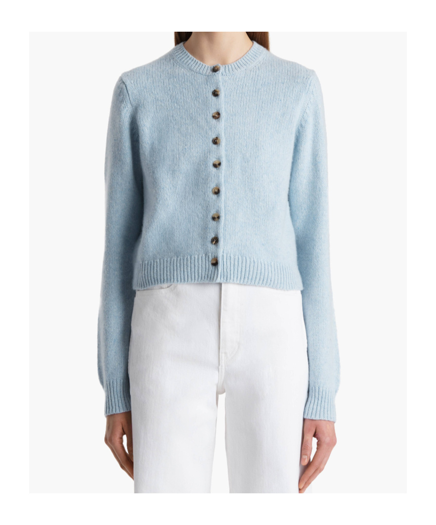 Khaite Everheart Button-front Cashmere Cardigan In Blue