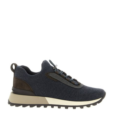 Brunello Cucinelli Performance Knit Sneakers Textured Sole In Gray