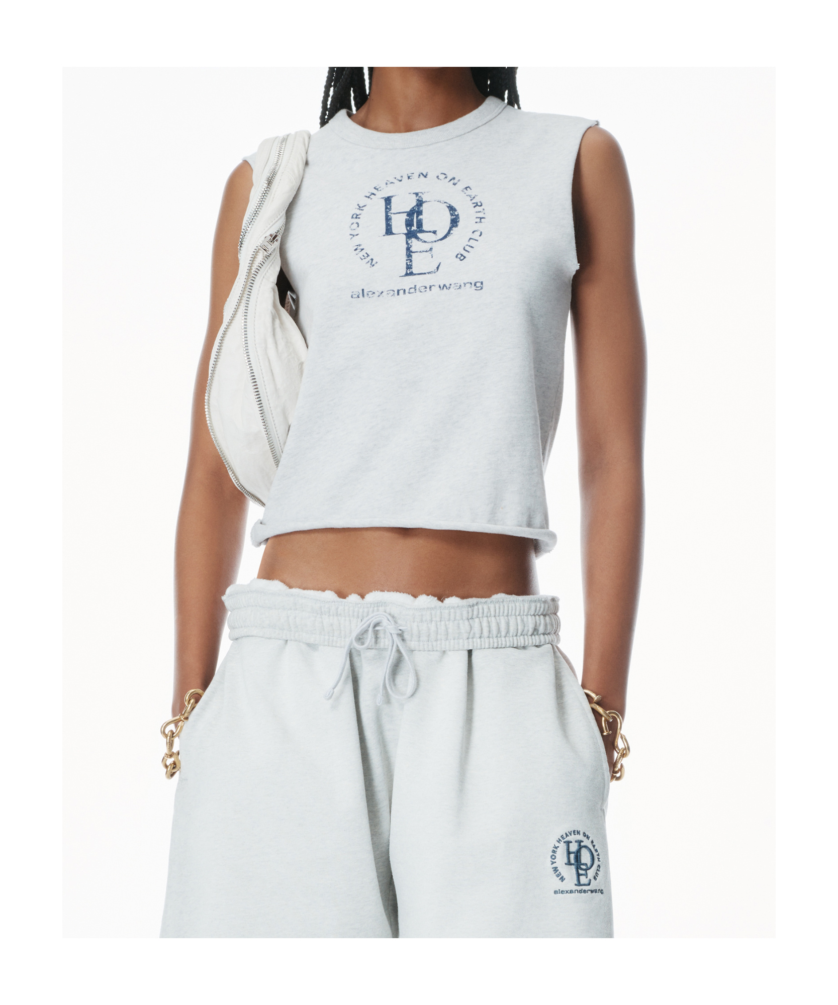 Alexander Wang Light Grey Cotton Baby Graphic Top In Gray