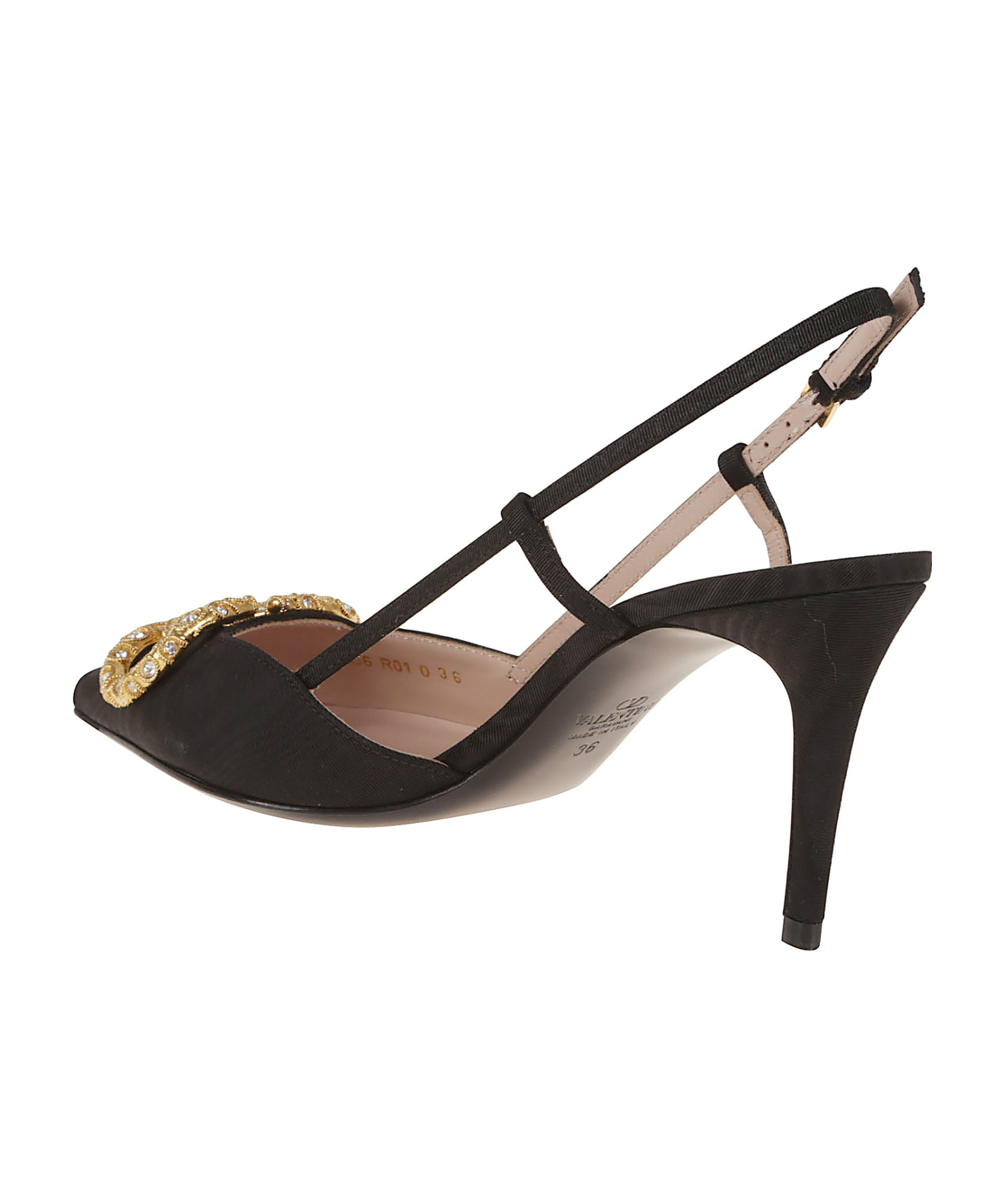 Valentino Vlogo Signature Pointed Toe Pumps In Black Crystal