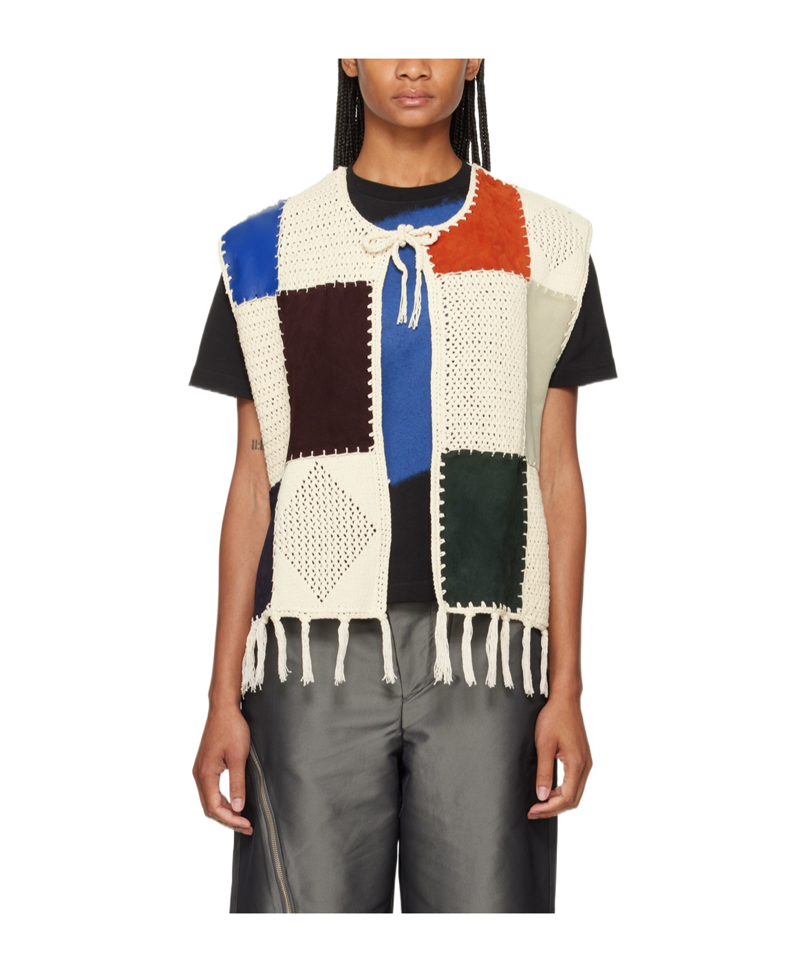 Ader Error Round-neck Splicing Vest In Multicolor