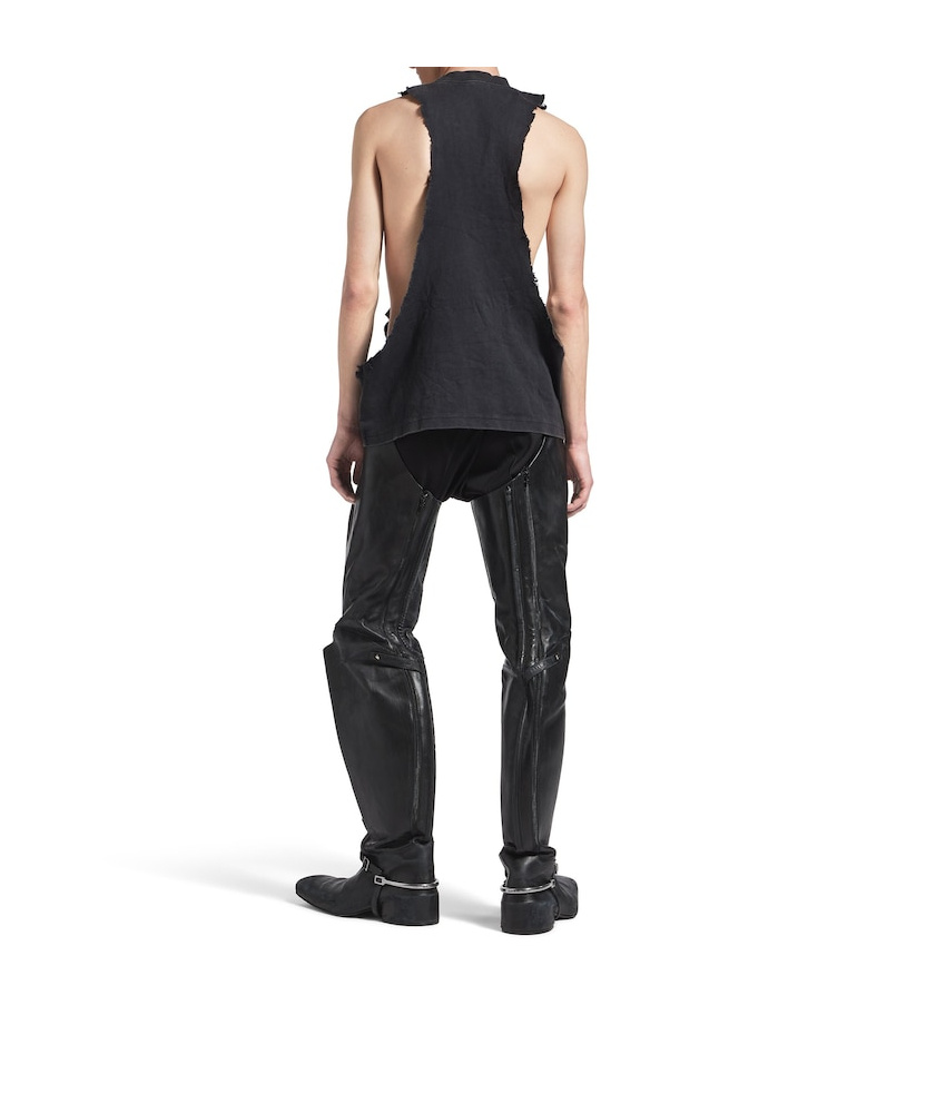 Balenciaga Men's Standard Ripped Tank Top In Black Faded In Black