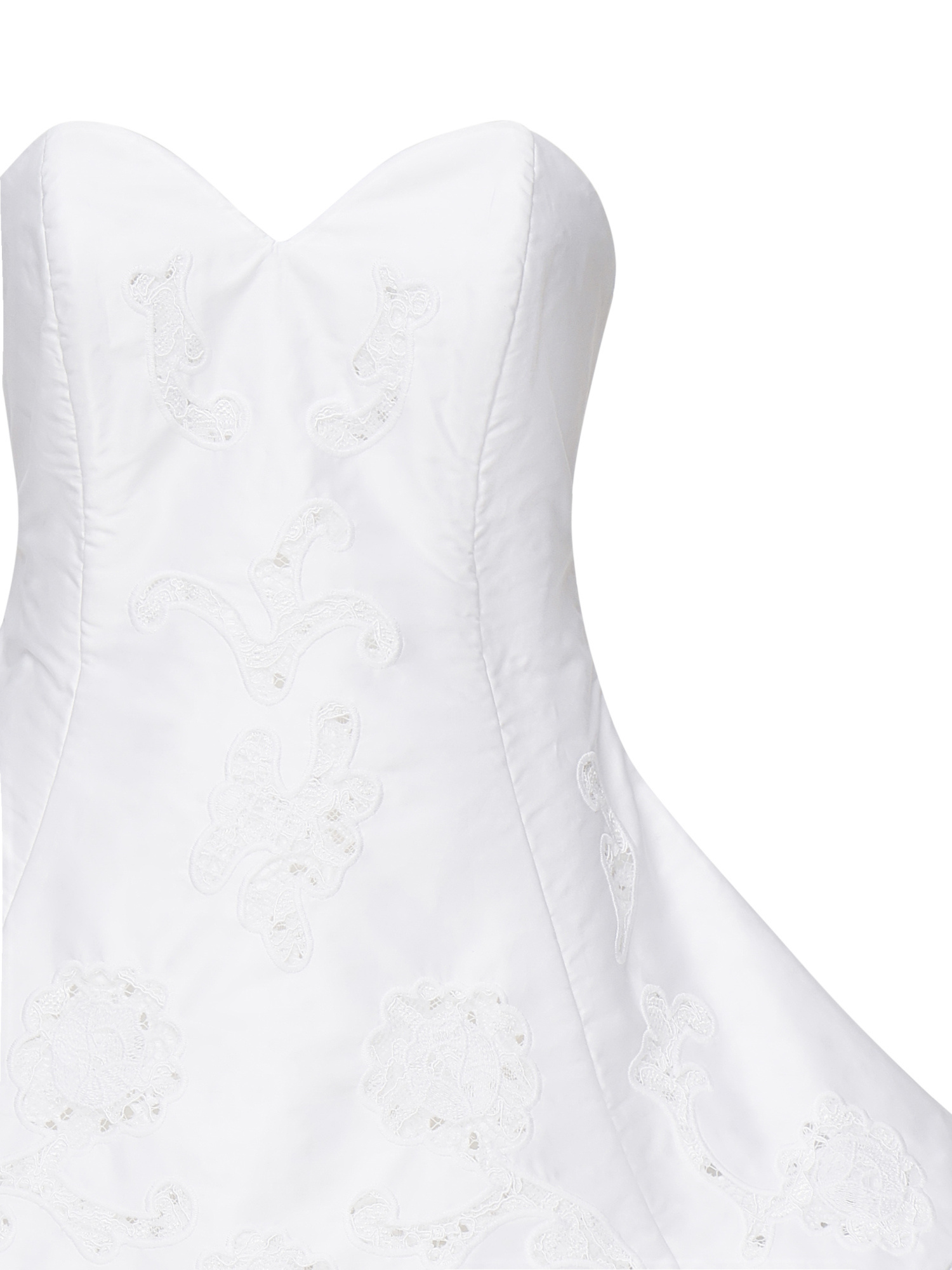 Magda Butrym Lace Poplin Strapless Babydoll Mini Dress In White In White