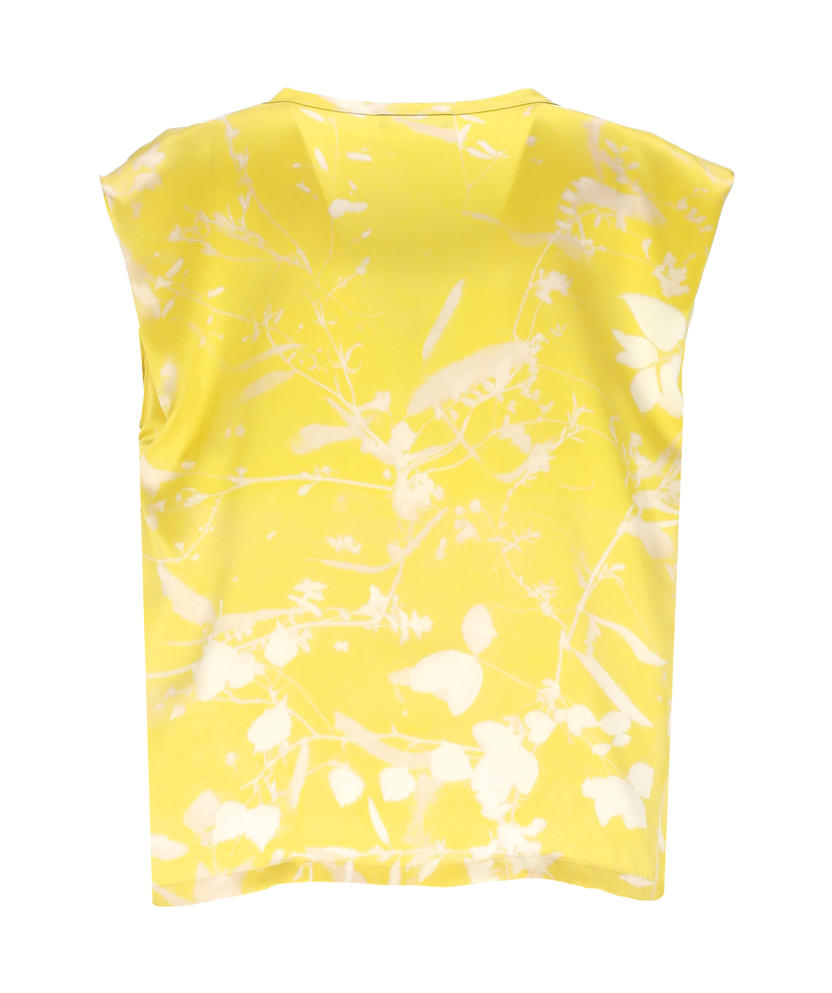 Shop Fabiana Filippi Graphic Printed Sleeveless Satin Top In Yellow