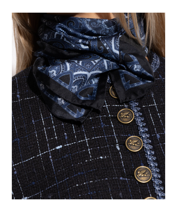 Etro Paisley Silk Scarf In Blue