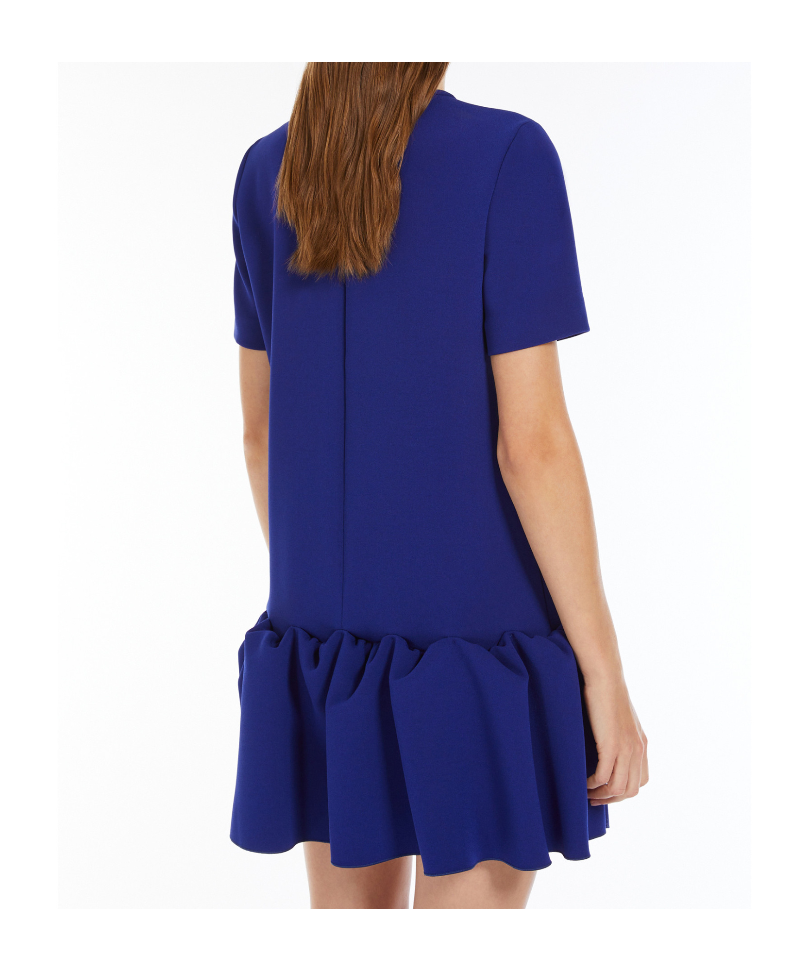 Max Mara Ruffled Short-sleeve Dress In Blue