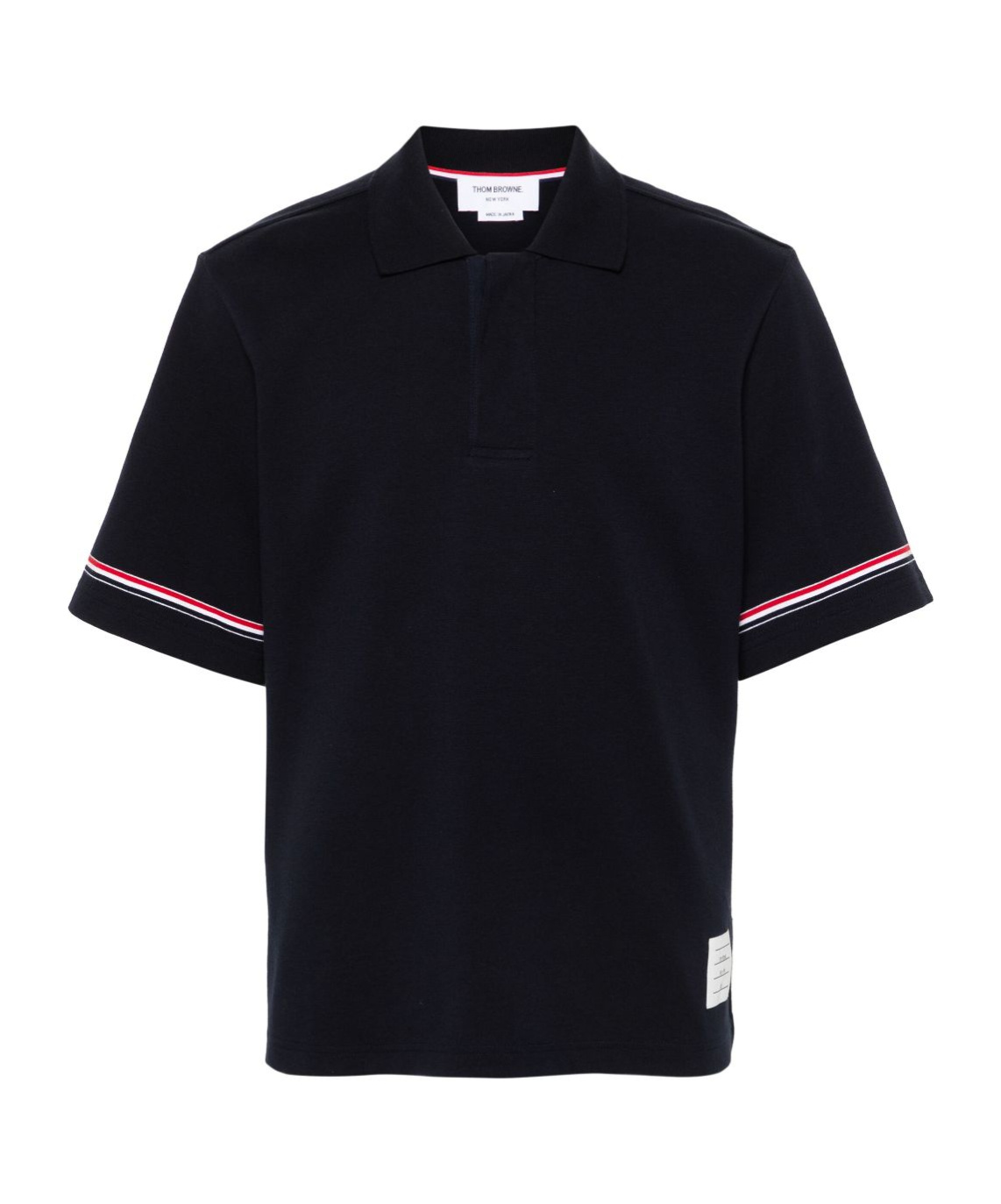 Thom Browne Polo Shirt With Lapel Short Sleeve In Blue