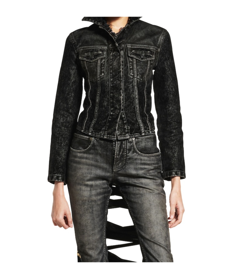 Balenciaga Denim Jacket With Laces In Black
