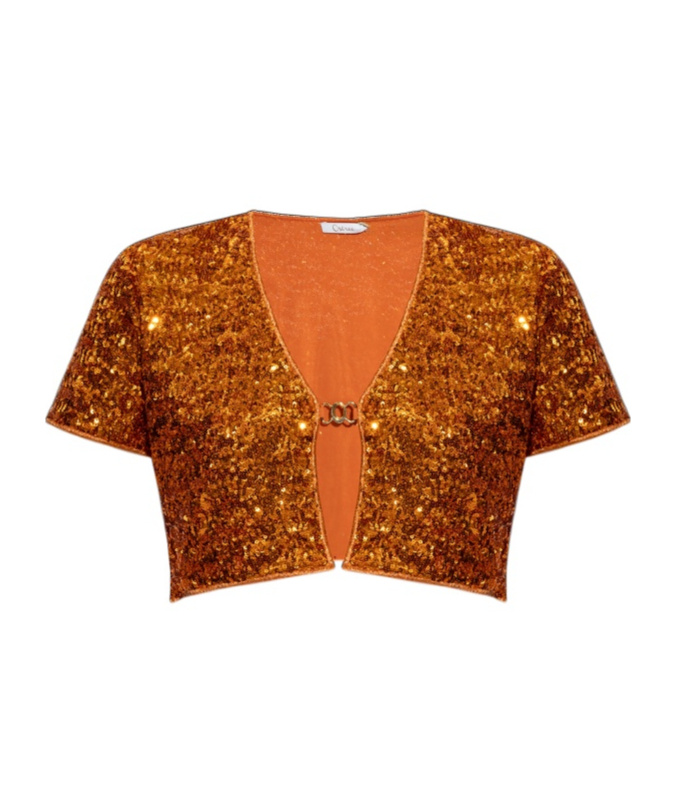 OSEREE SEQUINED CROPPED CARDIGAN