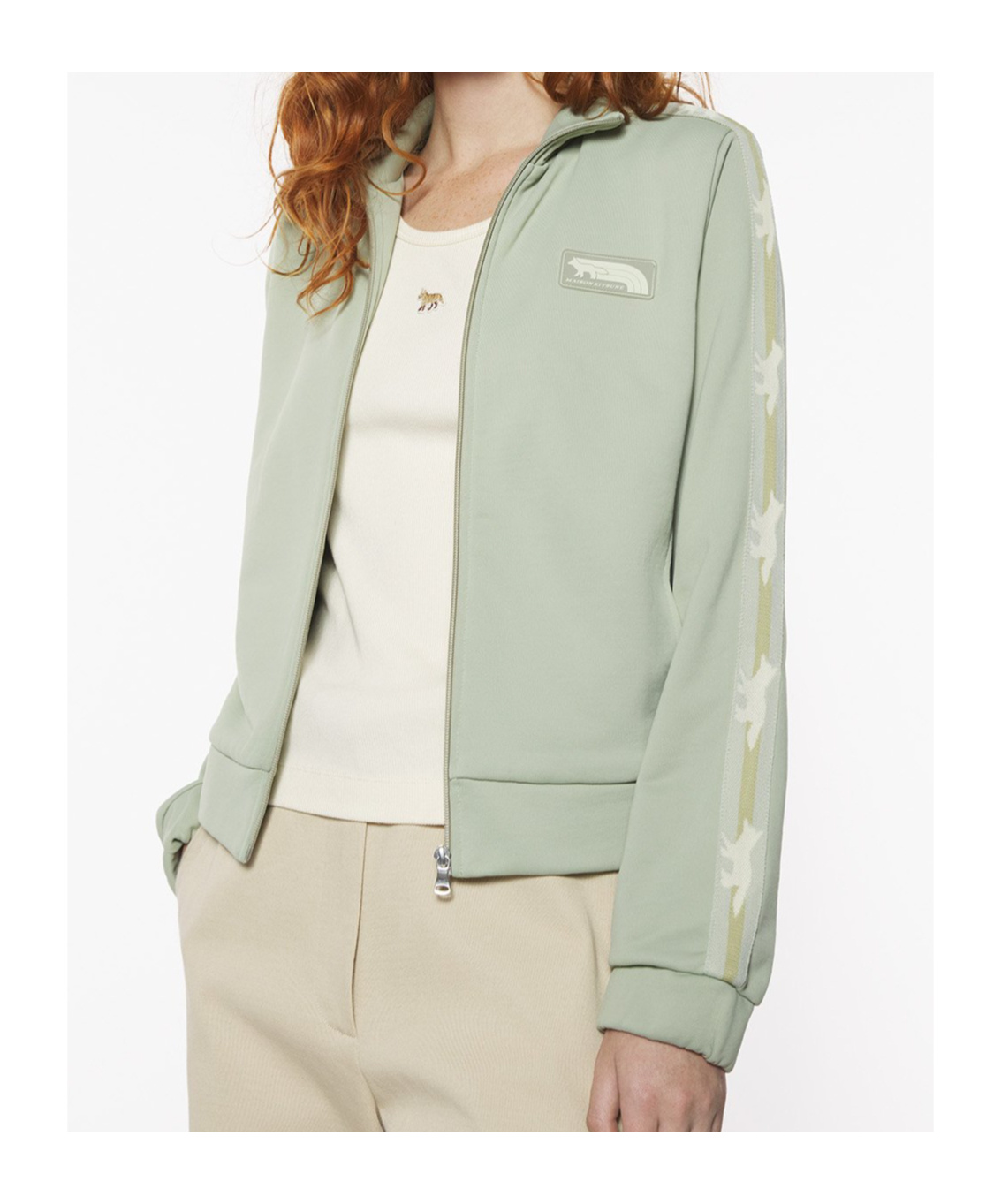 Maison Kitsuné Flash Fox Zipped Blouson In Green