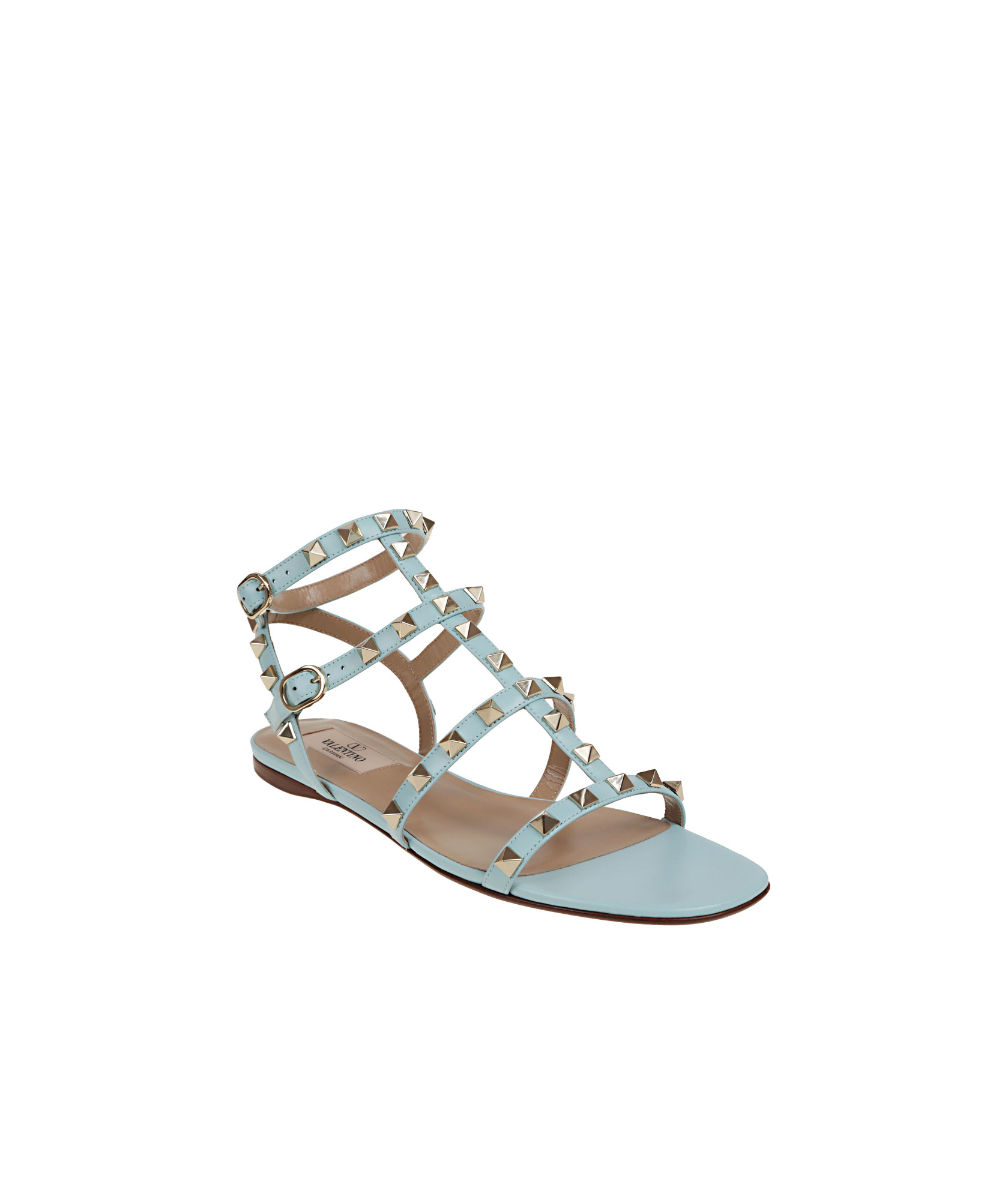 Valentino Rockstud Flat Sandals In Multicolor
