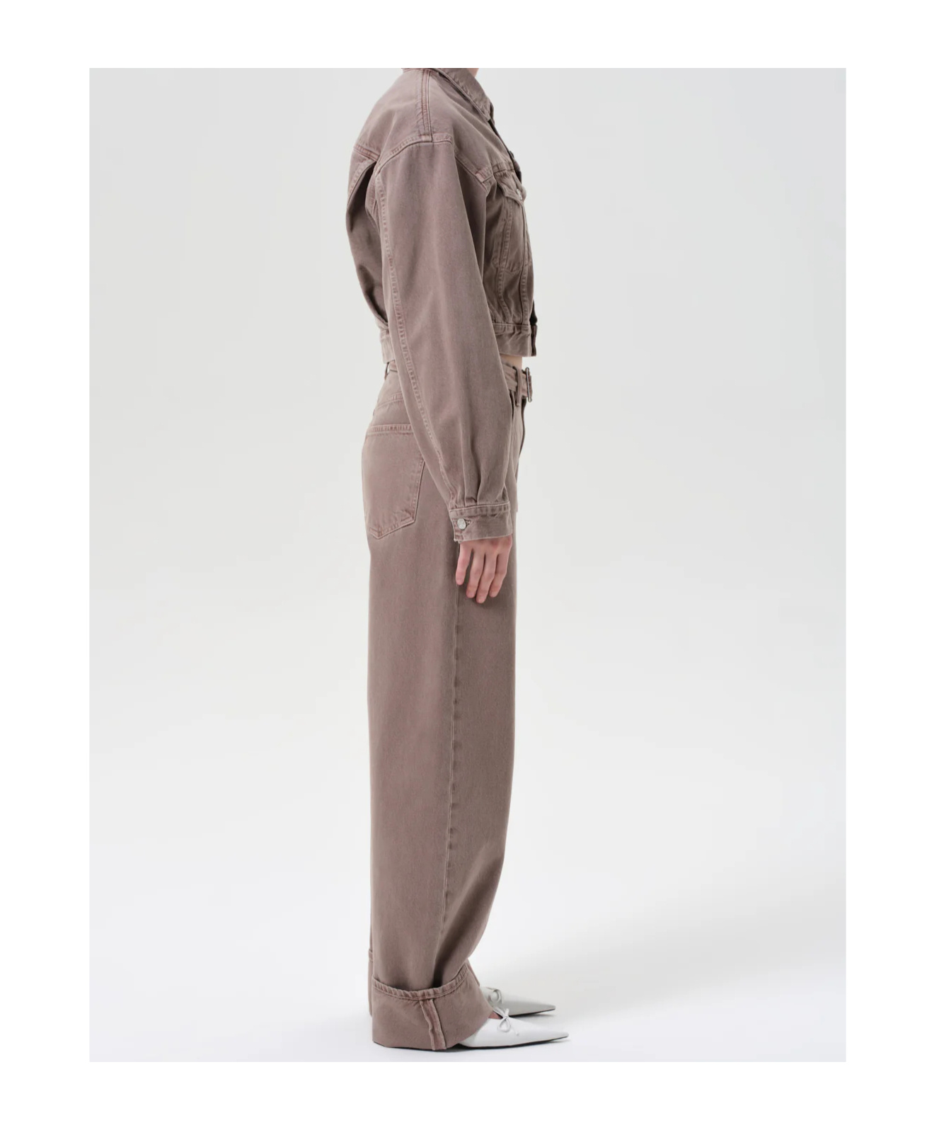 Agolde Mid-rise Denim Trousers In Brown