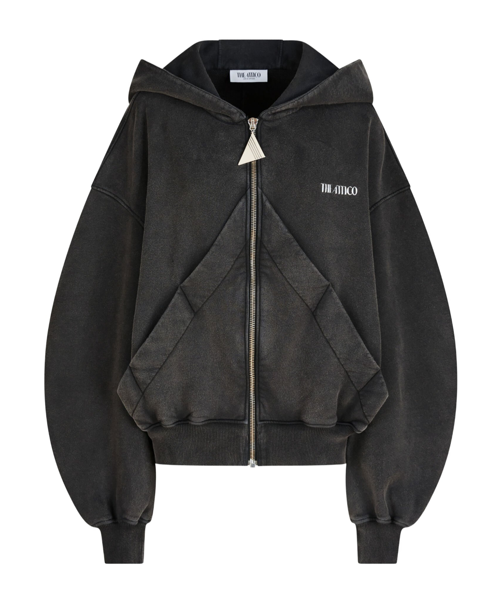 Attico Hooded Double-knit Fleece Sweatshirt In Black