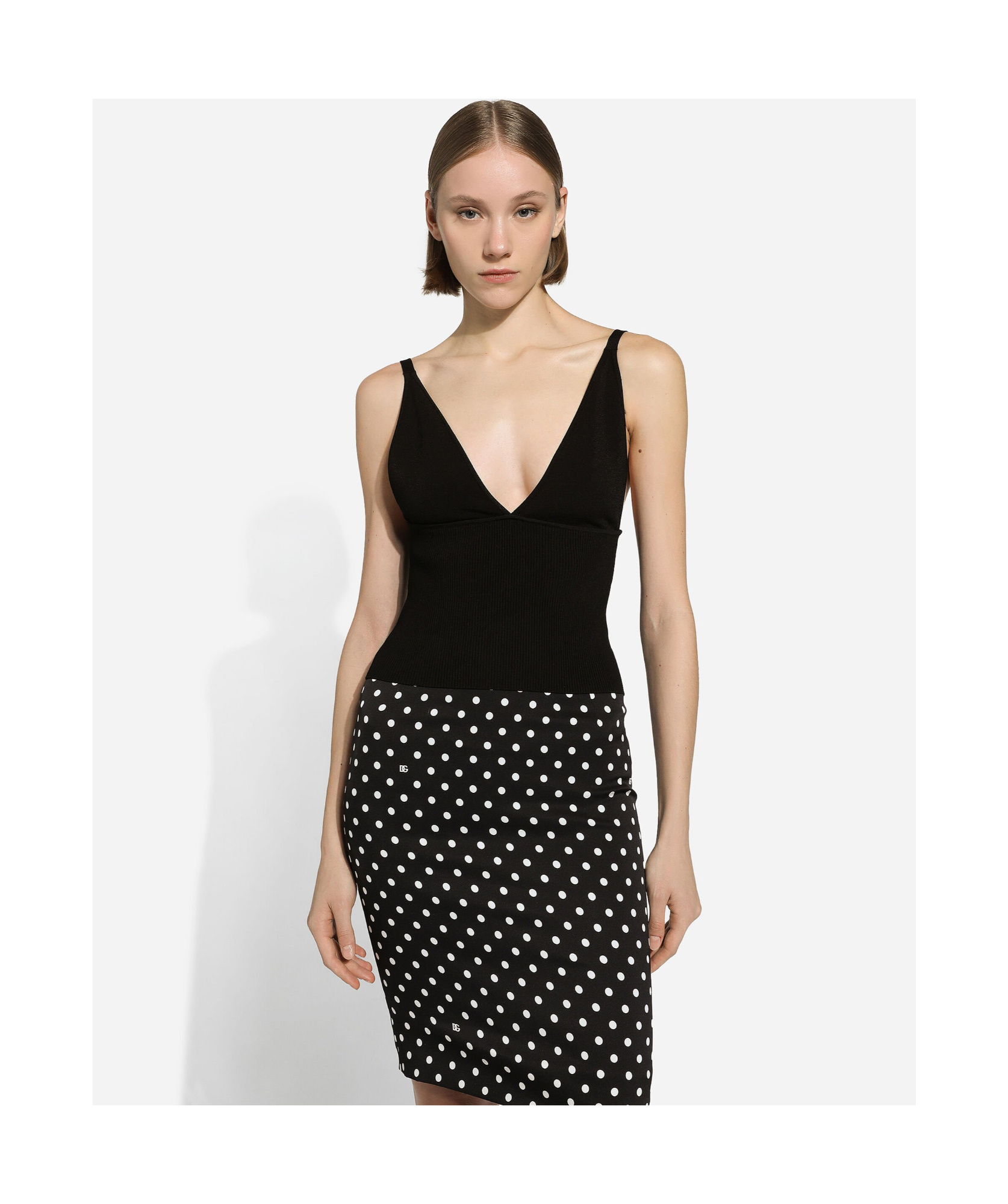 Dolce & Gabbana Ribbed-knit Cropped Tank Top In Black