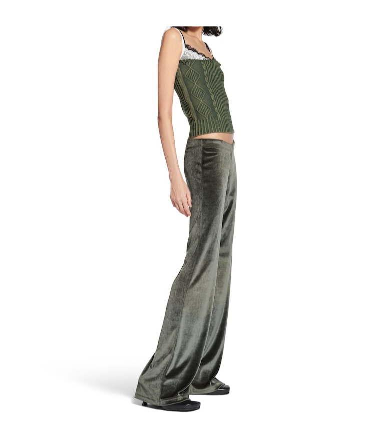 Balenciaga Velvet Sweatpants In Green