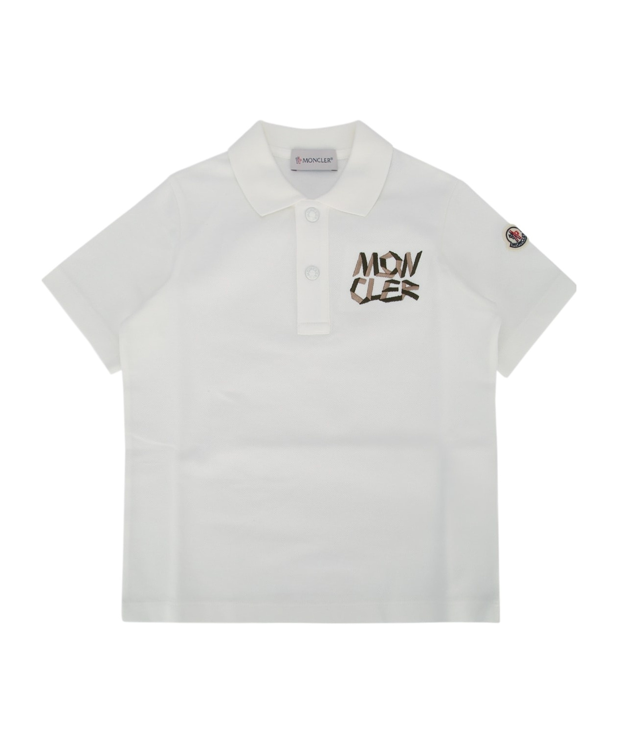 Moncler Short-sleeved Polo Shirt In White