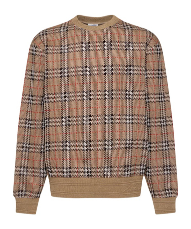 Burberry Check Jacquard Crewneck Sweater