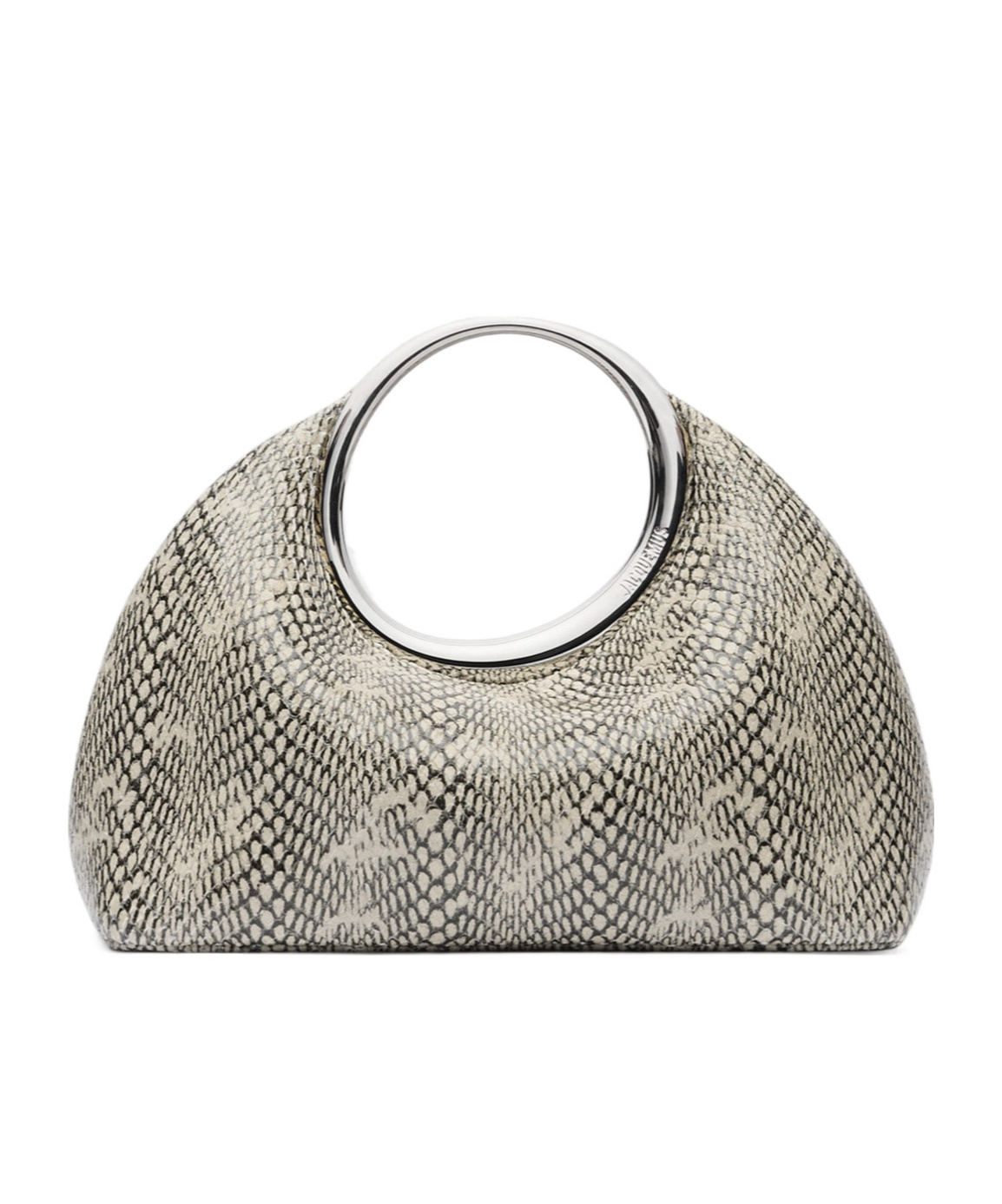 Jacquemus Small Calino Snake-embossed Leather Top Handle Bag In Nude