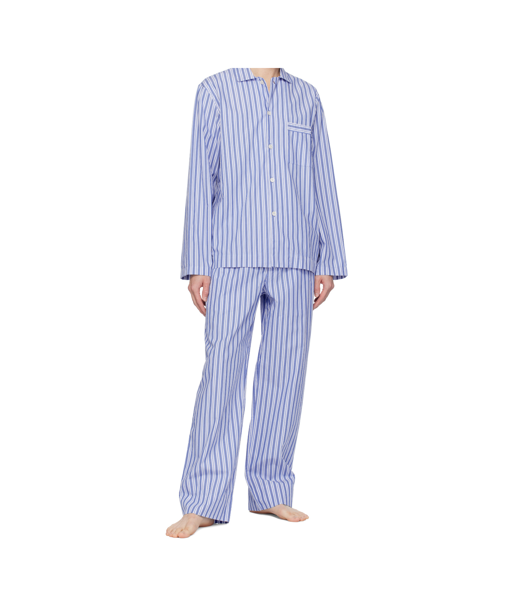 Tekla Striped Poplin Pajama Pants In Multi