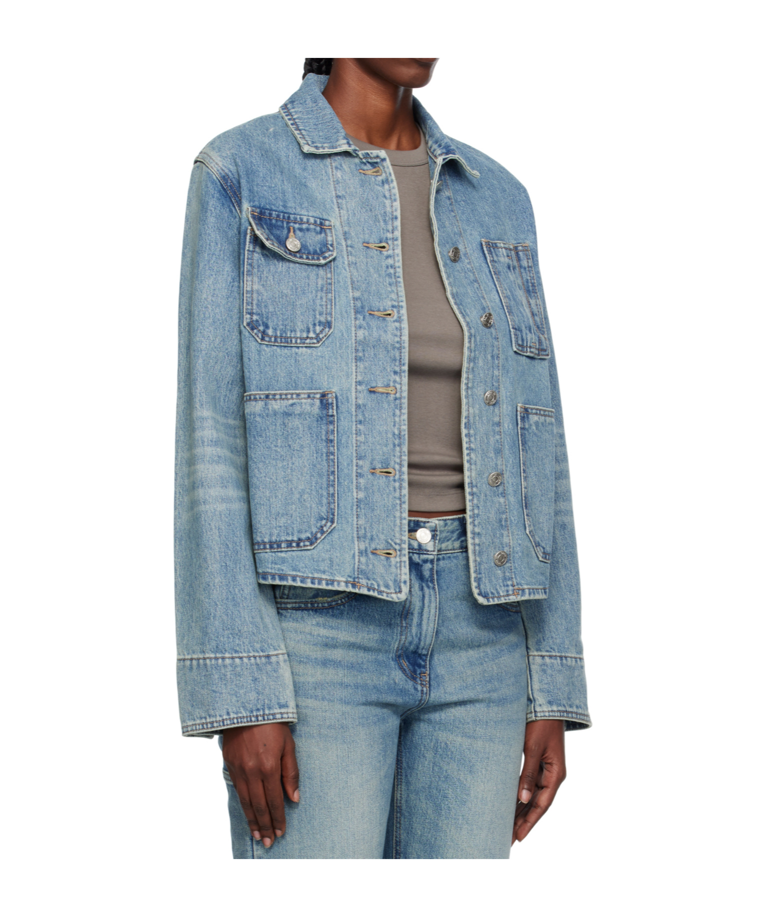 Open Yy Non-stretch Denim Jacket In Blue