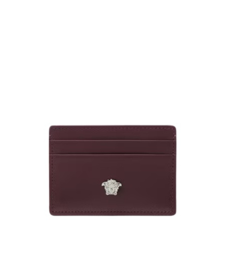 Versace Medusa Leather Cardholder In Brown