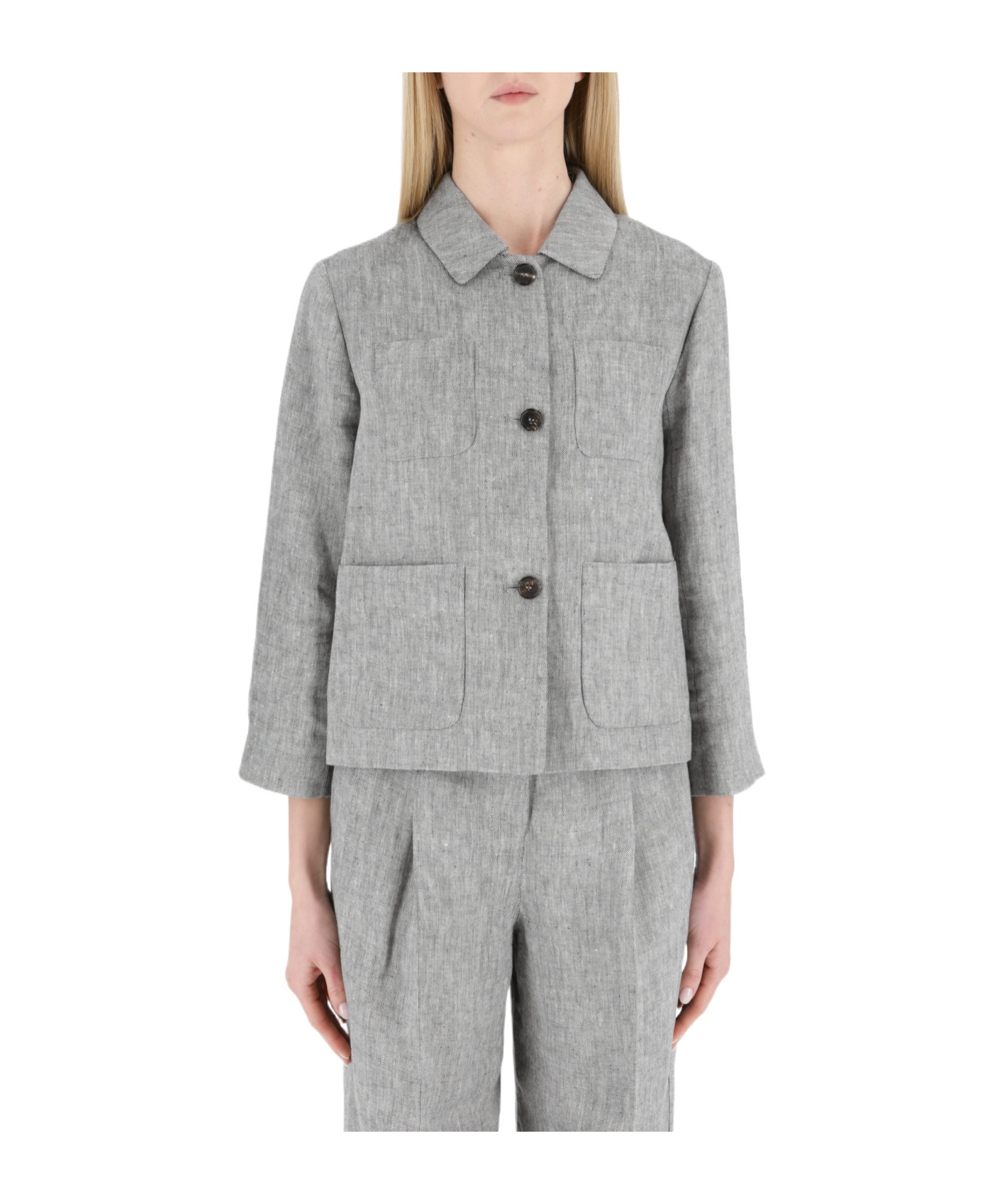 Max Mara Single-breasted Blazer In Gray