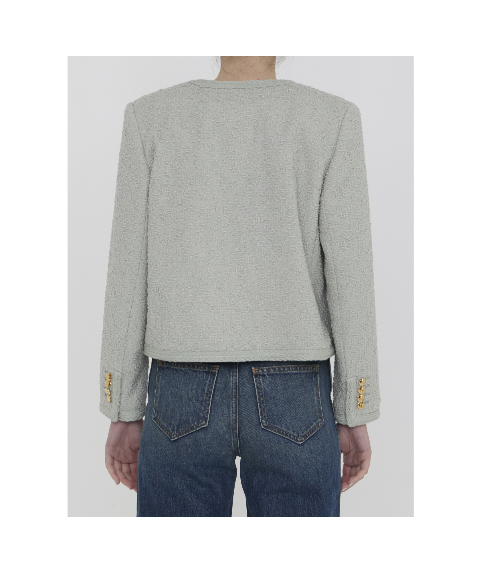 Celine Round-collar Casual Jacket In Gray