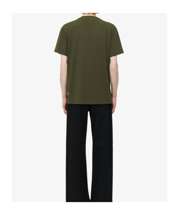 Alexander Mcqueen Pure Cotton T-shirt With Mcqueen Logo Detail In Green