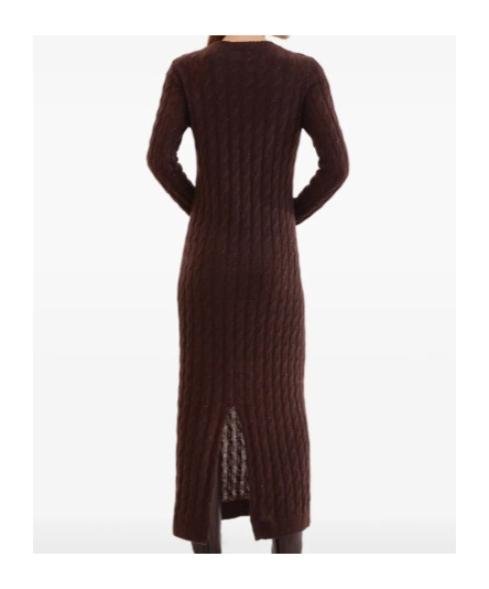 Brunello Cucinelli Sequined Cable-knit Midi Dress In Burgundy