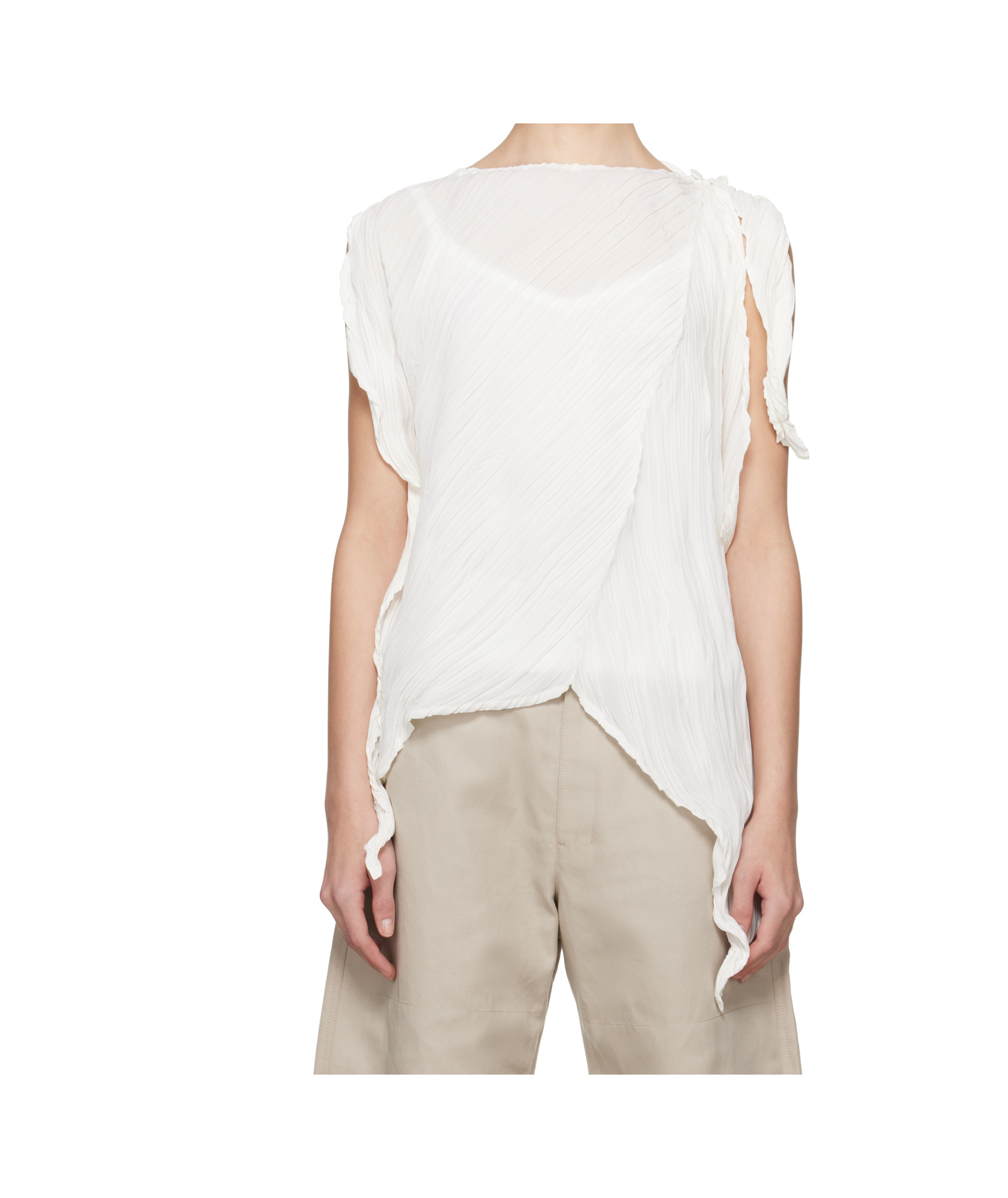 Shop Issey Miyake Wrinkled Twisted Top