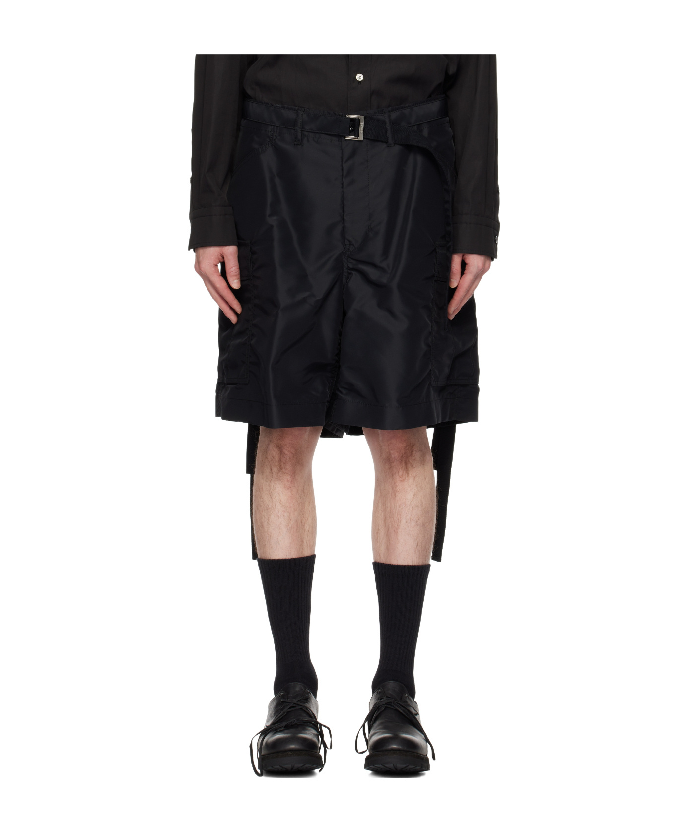 Sacai Belt-loop Shorts In Black