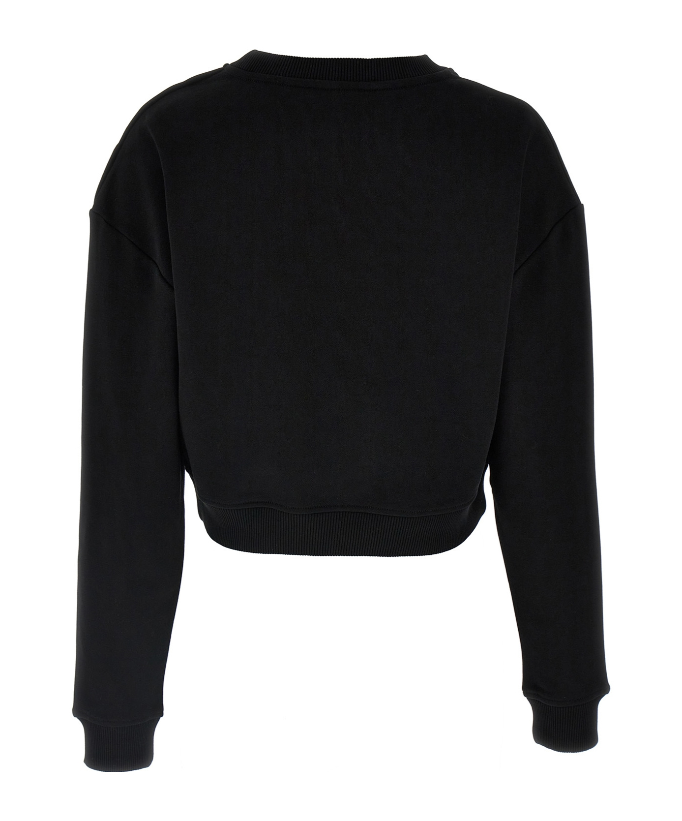 Balmain Women Logo Organic Cotton Cropped Sweatshirt In Black