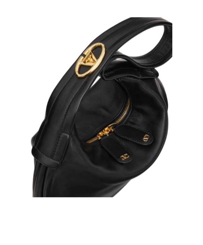 Valentino Vlogo Signature Leather Shoulder Bag In Black