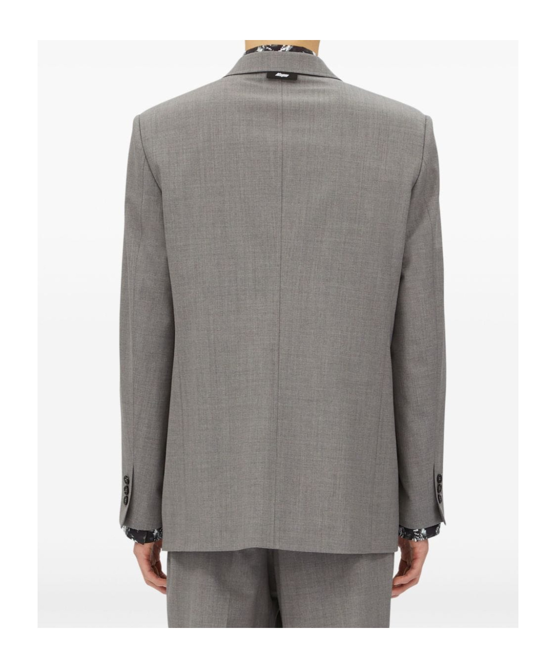 Msgm Double-breasted Mélange-effect Blazer In Gray