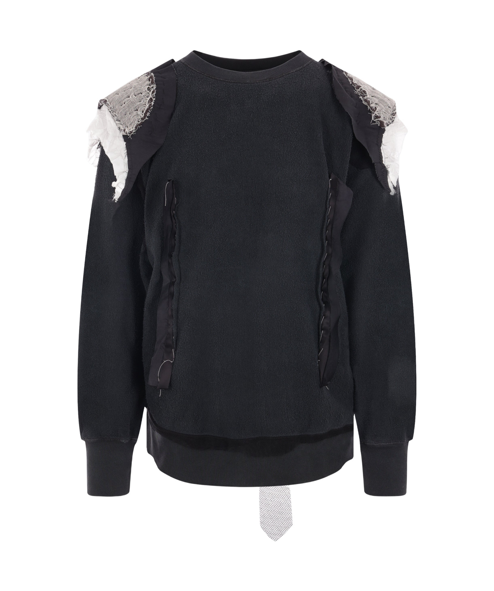 Maison Margiela Ruffled Sweatshirt Featuring Contrasting Stitching In Black
