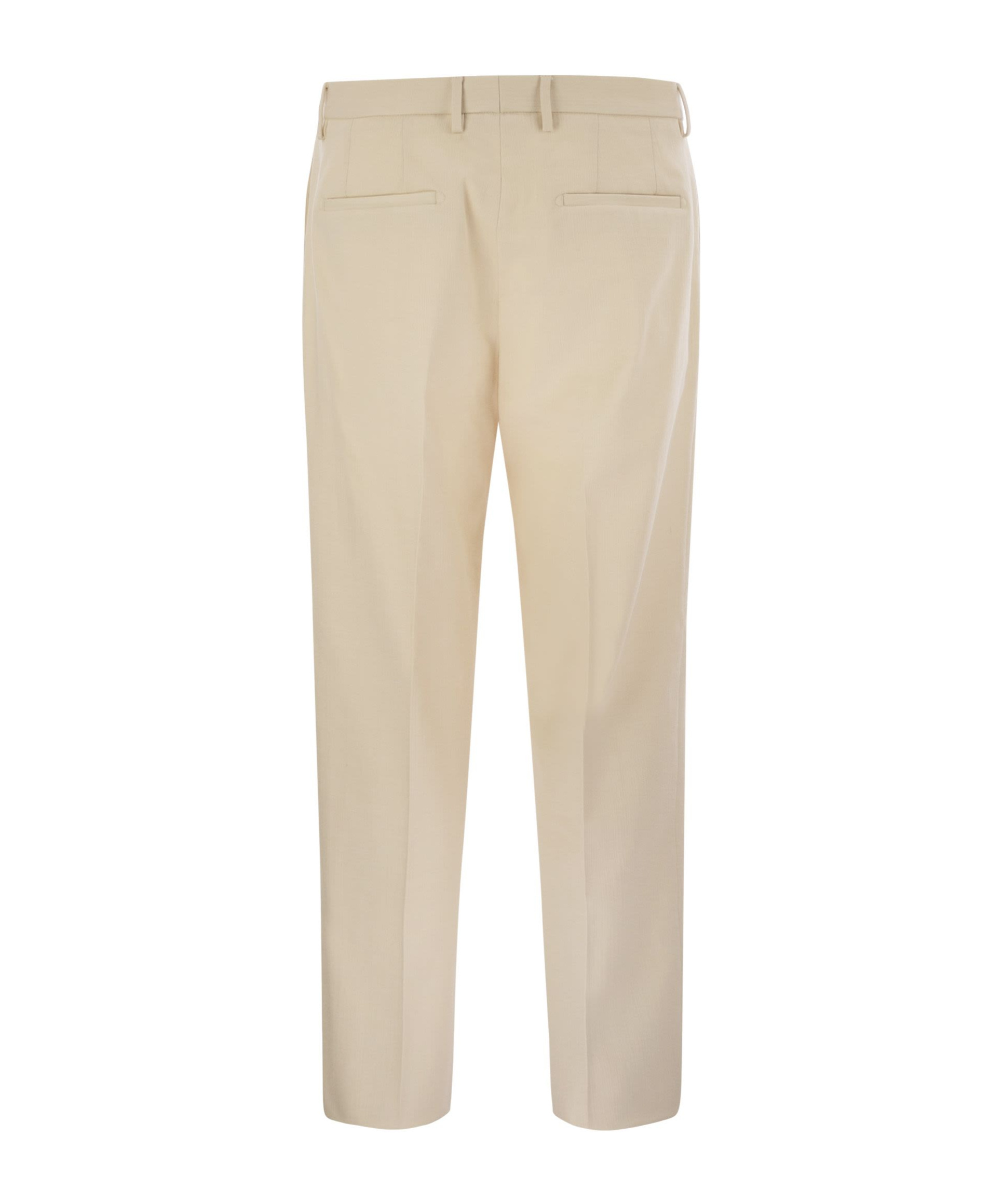 Shop Tagliatore Stretch Cotton-blend Trousers In Nude