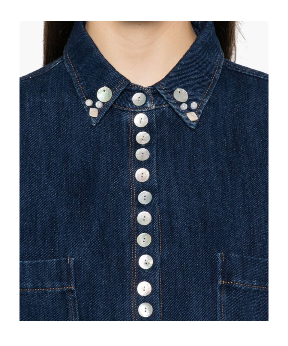 Forte Forte Cotton Denim Calvary Cropped Shirt In Blue