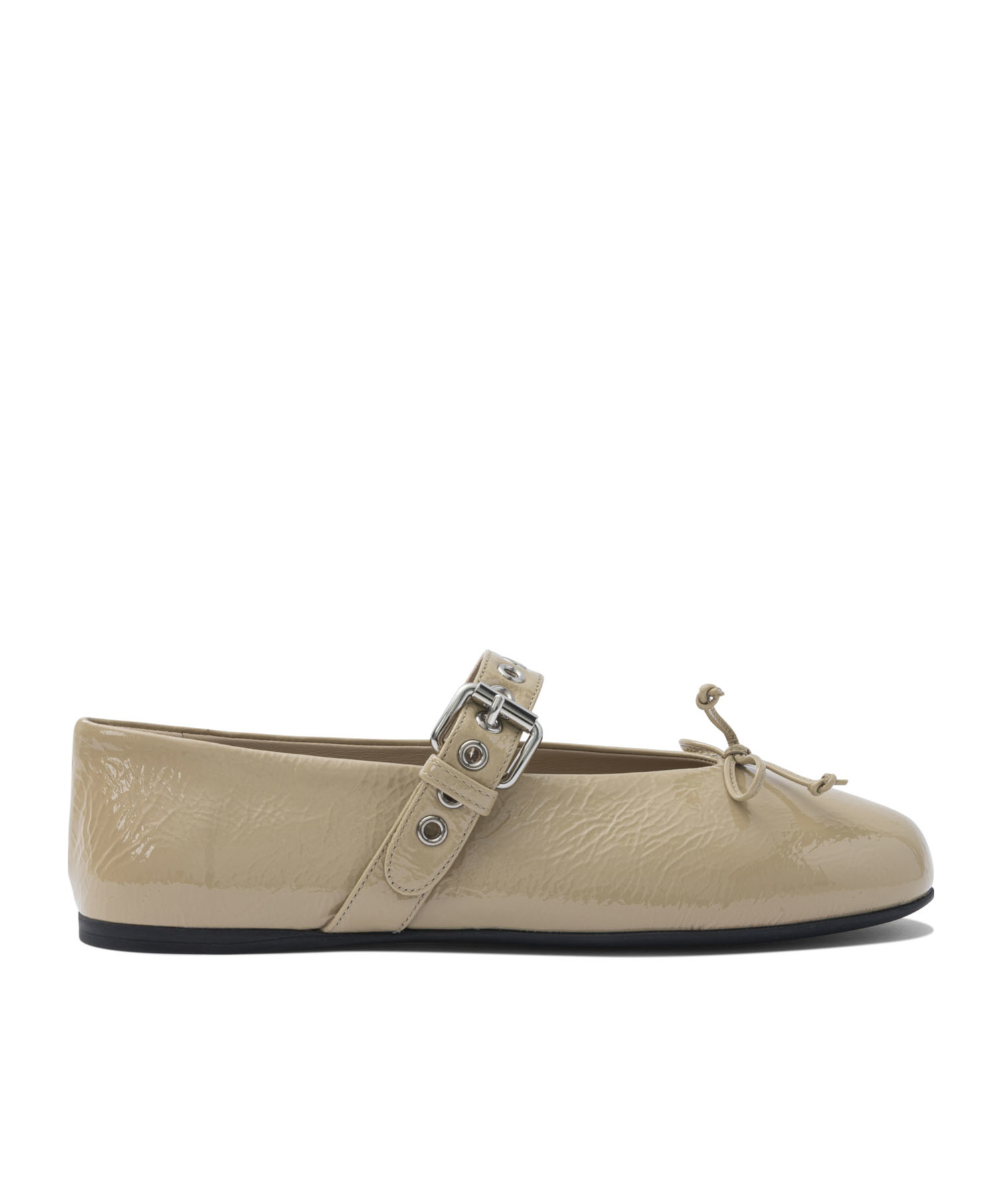 Miu Miu Round Toe Ballet Shoes In Neutral