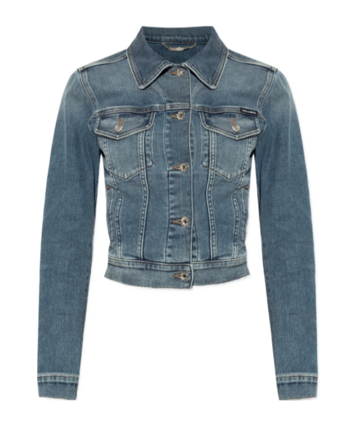 Dolce & Gabbana Logo-plaque Denim Jacket In Blue