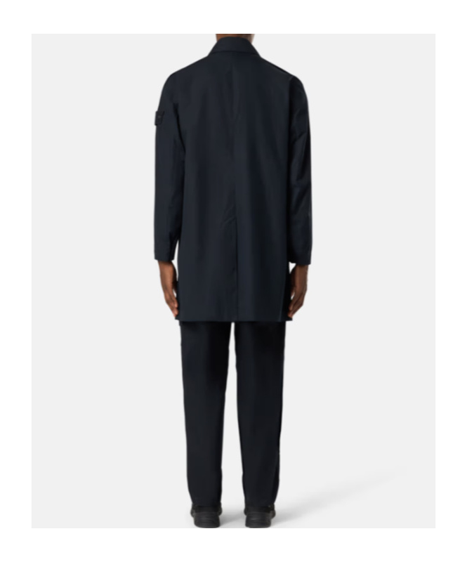 Stone Island Trench Coat With Natural Weather Barrier In Blue
