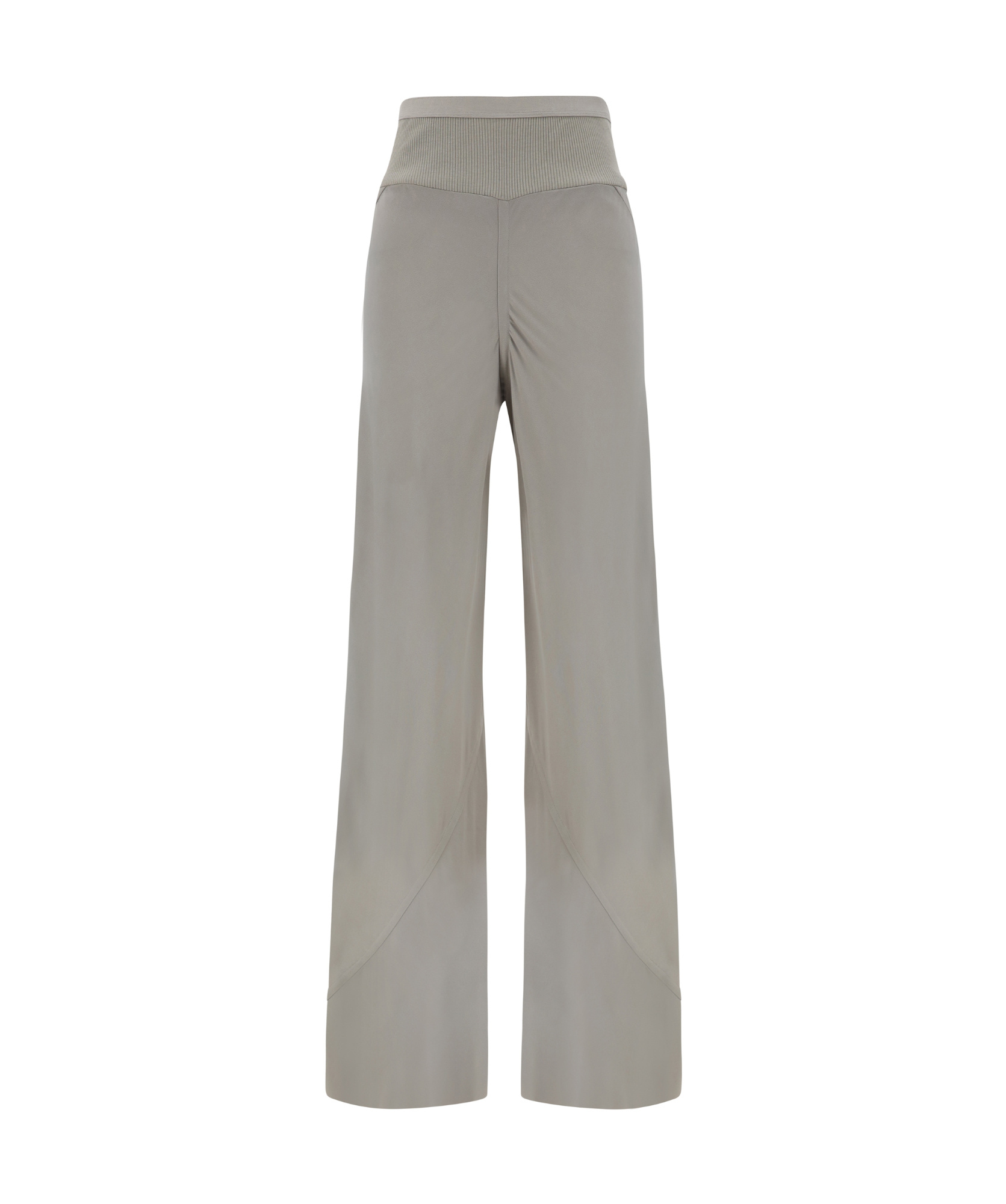 Rick Owens Ribbed-waistband Wide-leg Trousers In Gray