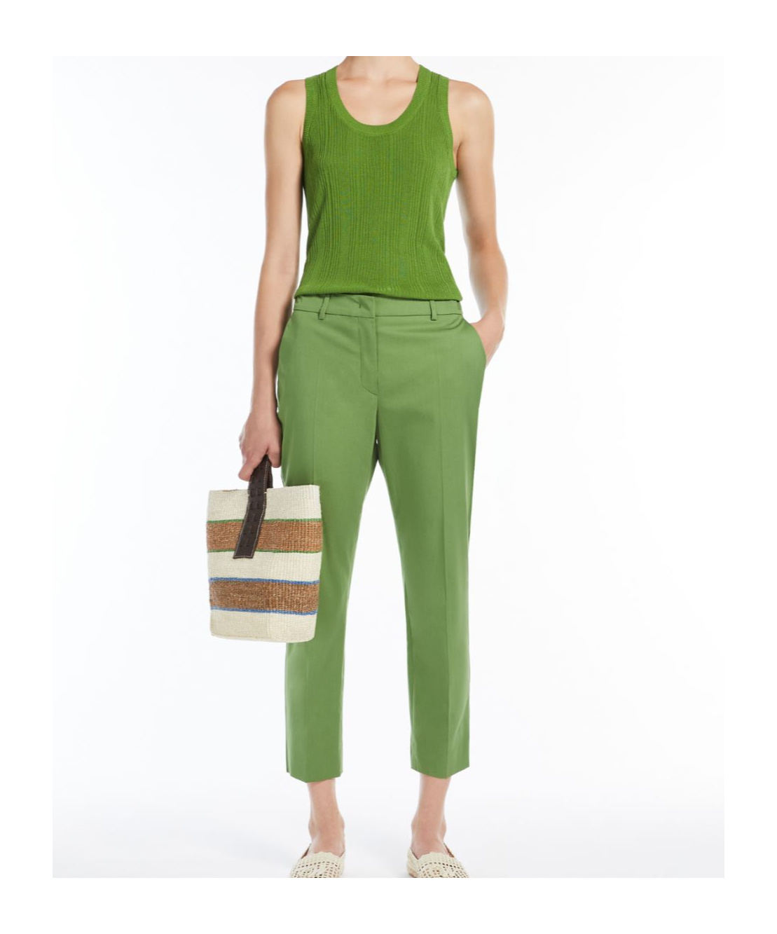 Shop Weekend Max Mara Viscose Yarn Top In Green