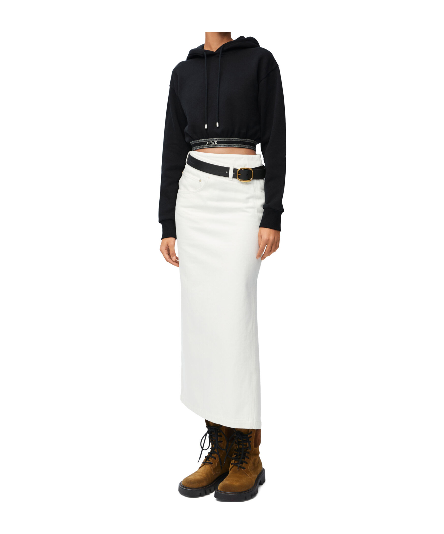 LOEWE CROPPED HOODIE IN COTTON AND CASHMERE