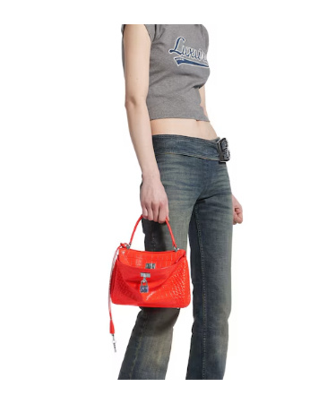 Balenciaga Women's Rodeo Handbag Mini With Rhinestones In Pop Orange In Orange